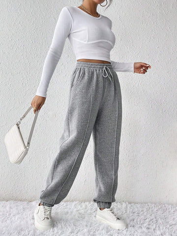 Frenchy Seam Detail Drawstring Waist Sweatpants