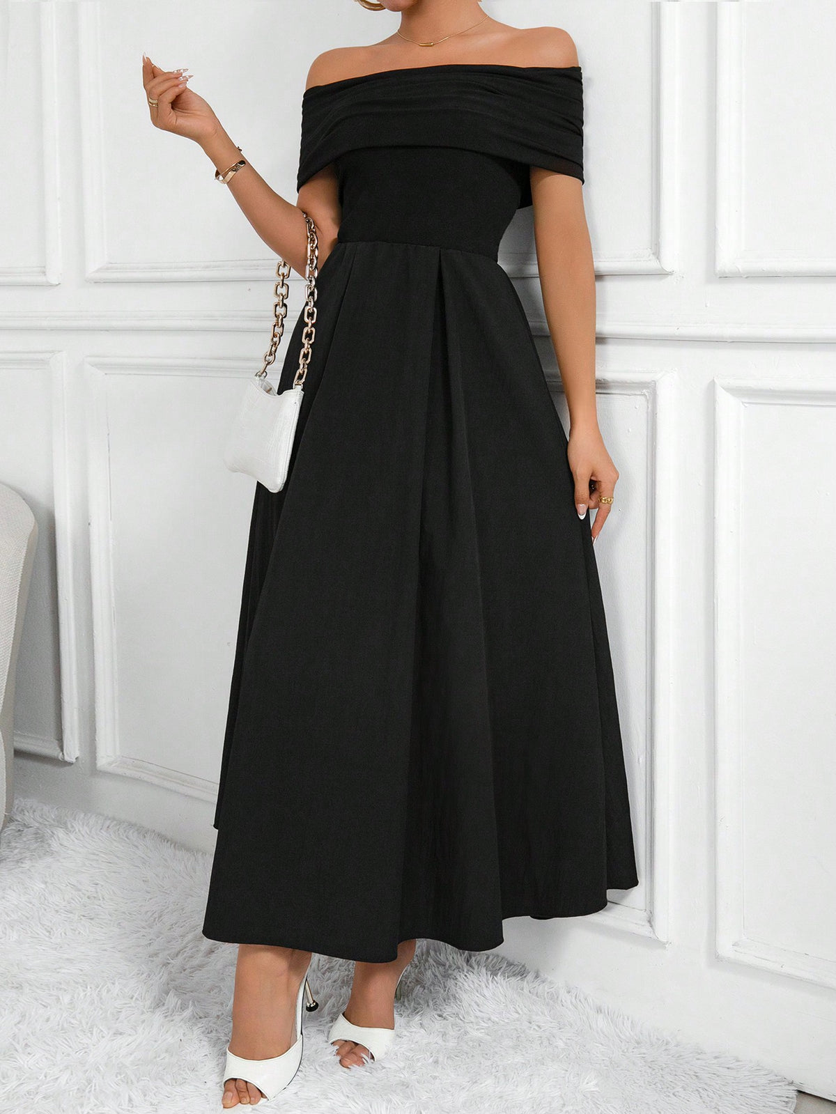 Frenchy Solid Color One Shoulder Dress
