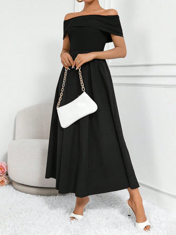 Frenchy Solid Color One Shoulder Dress