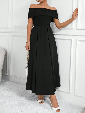 Frenchy Solid Color One Shoulder Dress