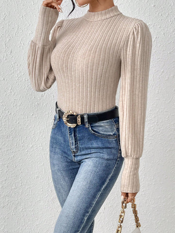 Solid Color Ribbed Long Sleeve Bodysuit