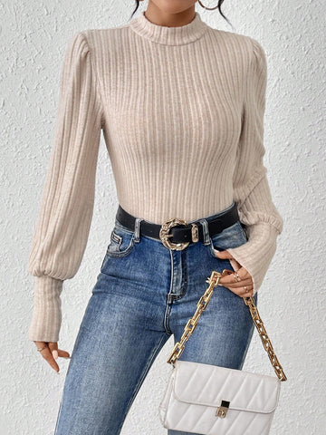 Solid Color Ribbed Long Sleeve Bodysuit