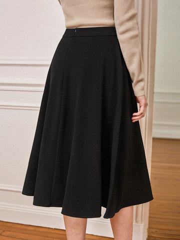 Frenchy Solid High Waist Flared Skirt