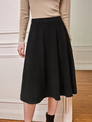 Frenchy Solid High Waist Flared Skirt