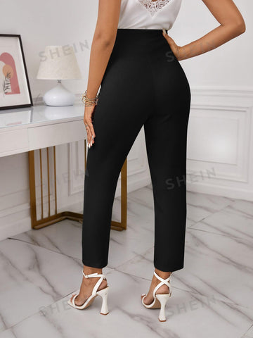 Frenchy Solid High Waist Tapered Pants