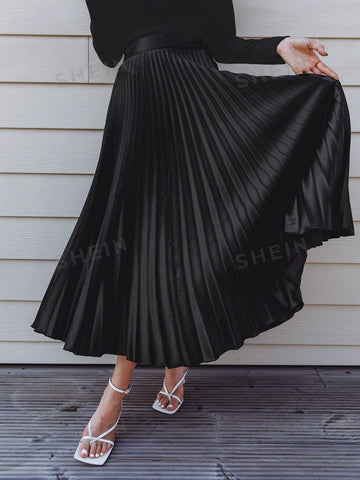 Frenchy Solid Pleated Skirt