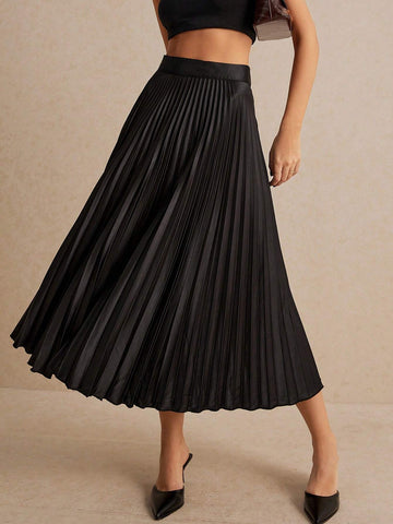 Frenchy Solid Pleated Skirt