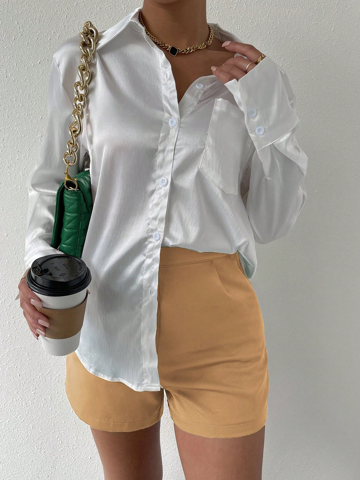 Frenchy Solid Slant Pocket Shorts