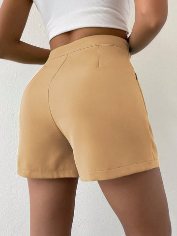 Frenchy Solid Slant Pocket Shorts