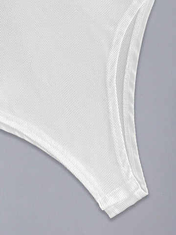 Spring/Summer Knitted Stand Collar Sleeveless Bodysuit + Front Slit Woven Printed Skirt Two Piece Outfit