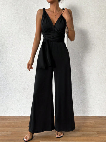 Stylish Women'S Sleeveless V-Neck Jumpsuit
