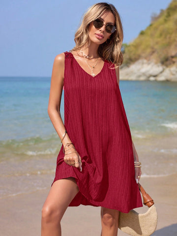 Summer Vacation Wedding Season, Casual Boho Chic Solid Color Exquisite Grain Fabric