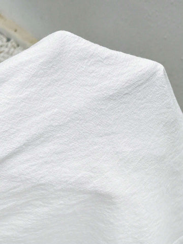 Summer White Cotton Linen Dress With Backless Bow Binding, Blue Print, Generous Collar, Lotus Sleeve Dress Vintage Style Printed Square Neckline Simple Daily Wear Dress Comfortable To Wear, Soak Up Moisture, Suitable For Everyday Holiday Wear