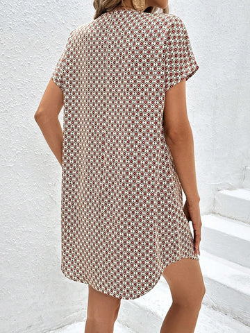 Women'S Summer Printed V-Neck Full-Length Dress