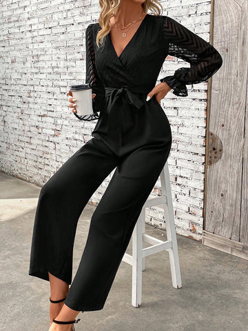 Women'S Wrap-Waist Belted Jumpsuit