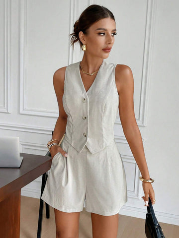 Women 2pcs Set Sleeveless Corduroy Vest + Pants,Old Money Style,Vest Suit Set,Two-Piece,Fall Set ,Fall Women Clothing