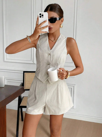 Women 2pcs Set Sleeveless Corduroy Vest + Pants,Old Money Style,Vest Suit Set,Two-Piece,Fall Set ,Fall Women Clothing