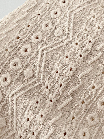 Women Casual Solid Color Hollow Out Embroidery Stand Collar Mini Dress, Autumn