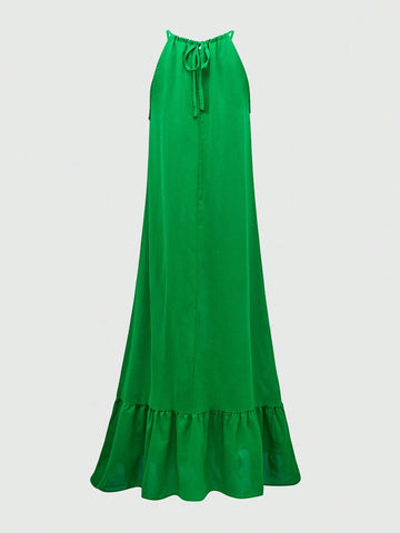Women Fashionable Summer Holiday Style Solid Color Long Loose Dress
