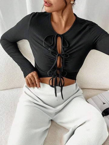 Women Lace Patchwork Textured Halter Bodysuit