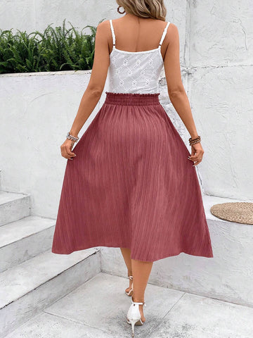 Women Lace Textured Fabric Resort High Slit Summer Clothes 2-Piece Set