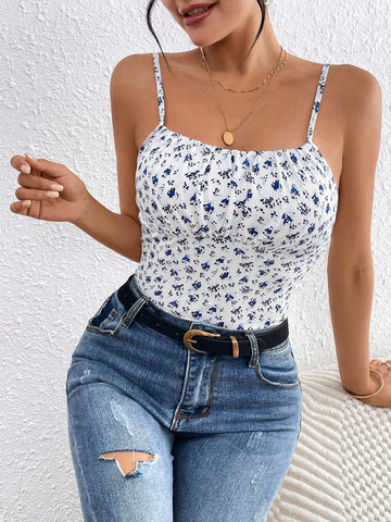 Women Random Printed Spaghetti Strap Jumpsuit