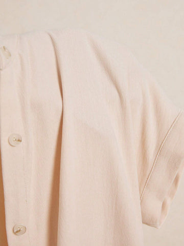 Women Simple And Fashionable Button Down Short Sleeve Jumpsuit With Shorts For Summer