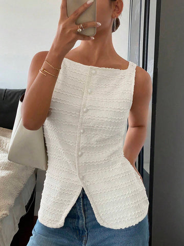 Frenchy Women Square Collar Sleeveless Elegant Blouse