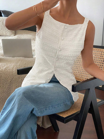 Frenchy Women Square Collar Sleeveless Elegant Blouse