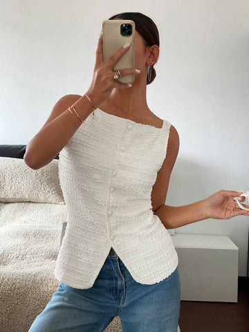 Frenchy Women Square Collar Sleeveless Elegant Blouse