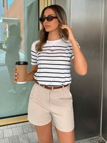 Women Striped Casual Versatile T-Shirt
