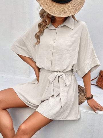 Women's Batwing Sleeve Elastic Waist Romper