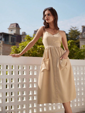 Women's Cami Dress With Double Pocket