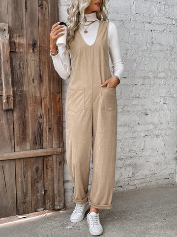 Women's Corduroy Sleeveless Jumpsuit