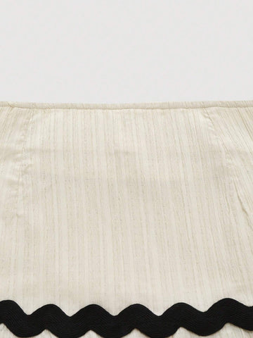 Frenchy Women's Fashion Color Block Wave Knee-Length Skirt