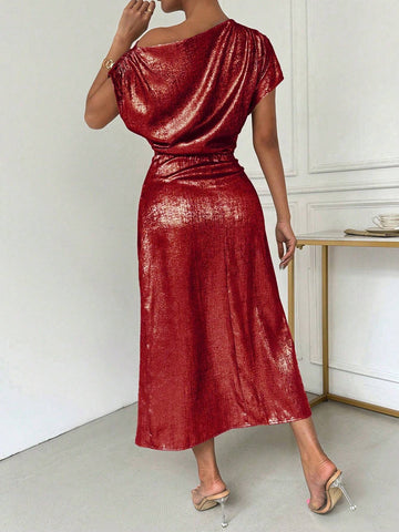 Women's Fashion Solid Color Short Sleeve Dress