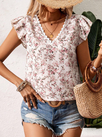 Frenchy Women's Floral Printed Spring & Summer Vacation Shirt