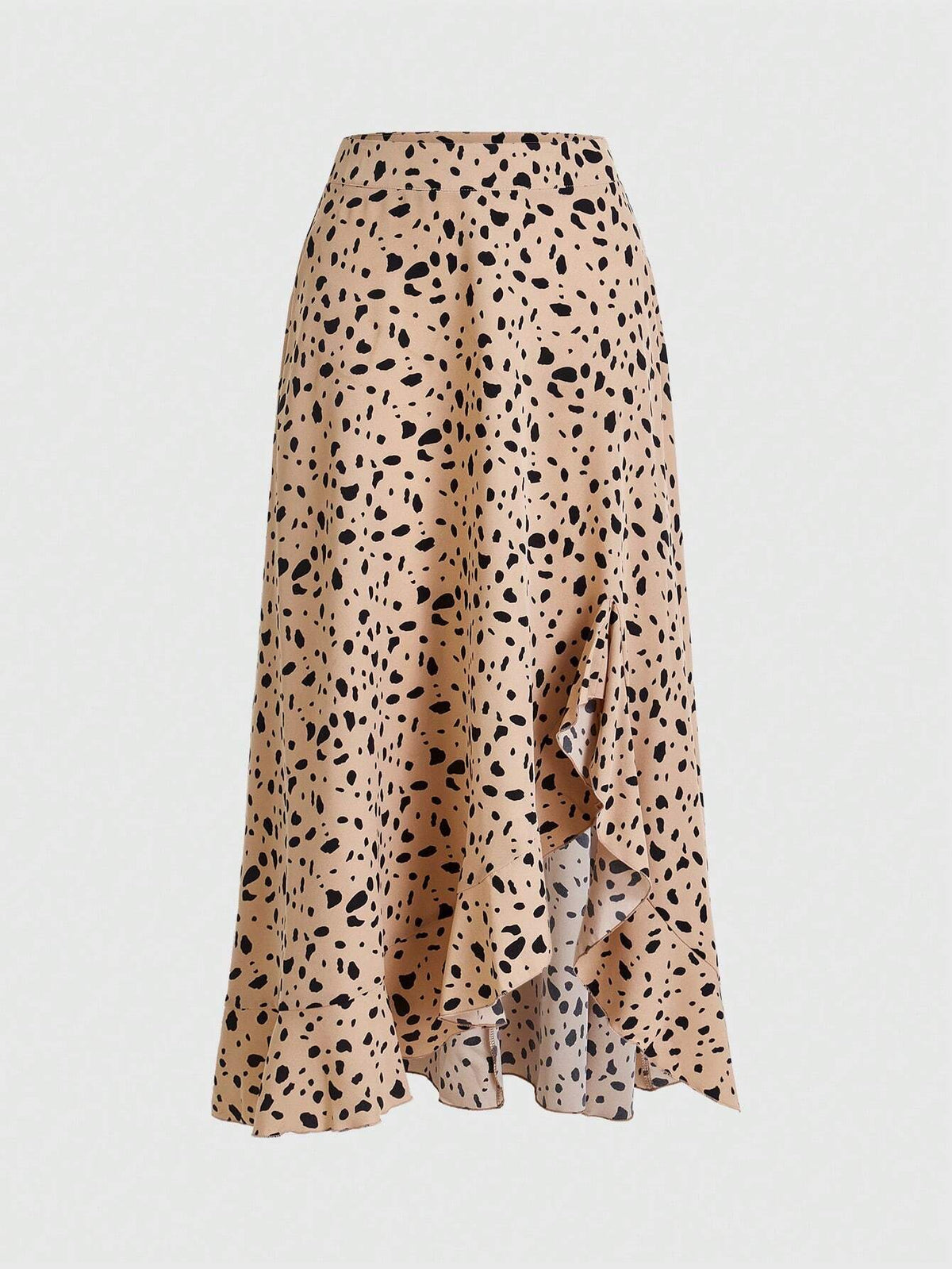 Frenchy Women's Full-Printed Asymmetric Hem Midi Skirt With Ruffles