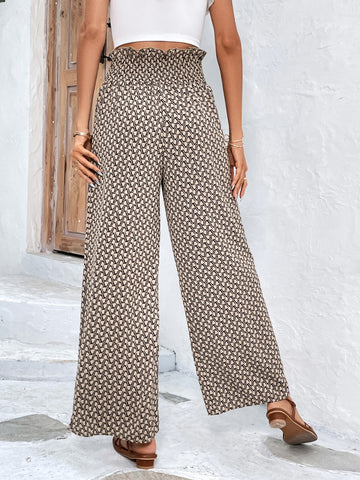 Frenchy Women's Full Print Paper Bag Waist Pants