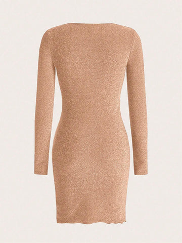 Women's Glittery Wrap Bodycon Party Dress