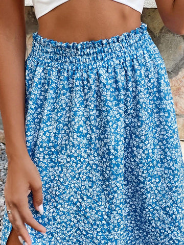 Frenchy Women's Holiday Casual Ditsy Floral Print Skirt