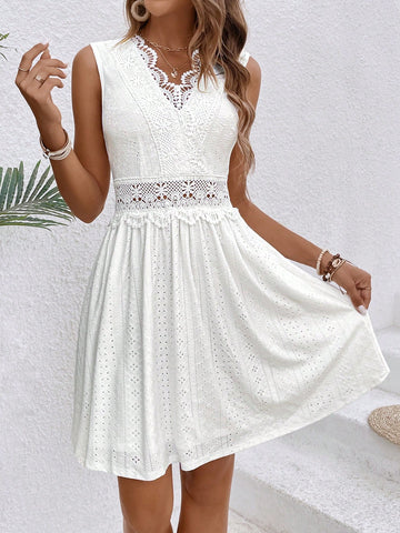 Women's Patchwork Lace Sleeveless Dress