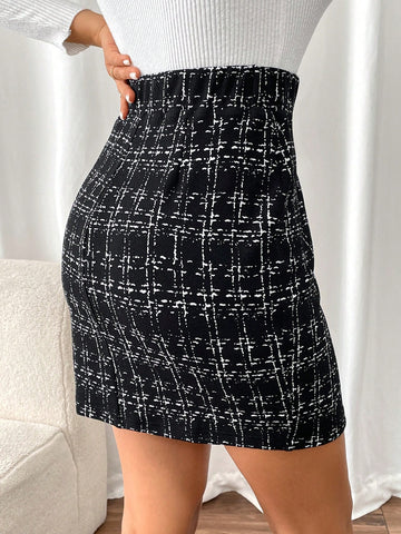 Frenchy Women's Plaid Prints Mini Skirt, Tweed Print Wrap Skirt,Casual Daily Wear,Suitable For Spring, Summer And Autumn