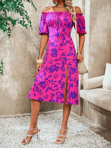 Women's Printed Off Shoulder Dress