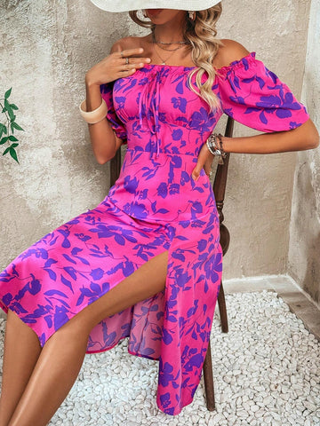 Women's Printed Off Shoulder Dress