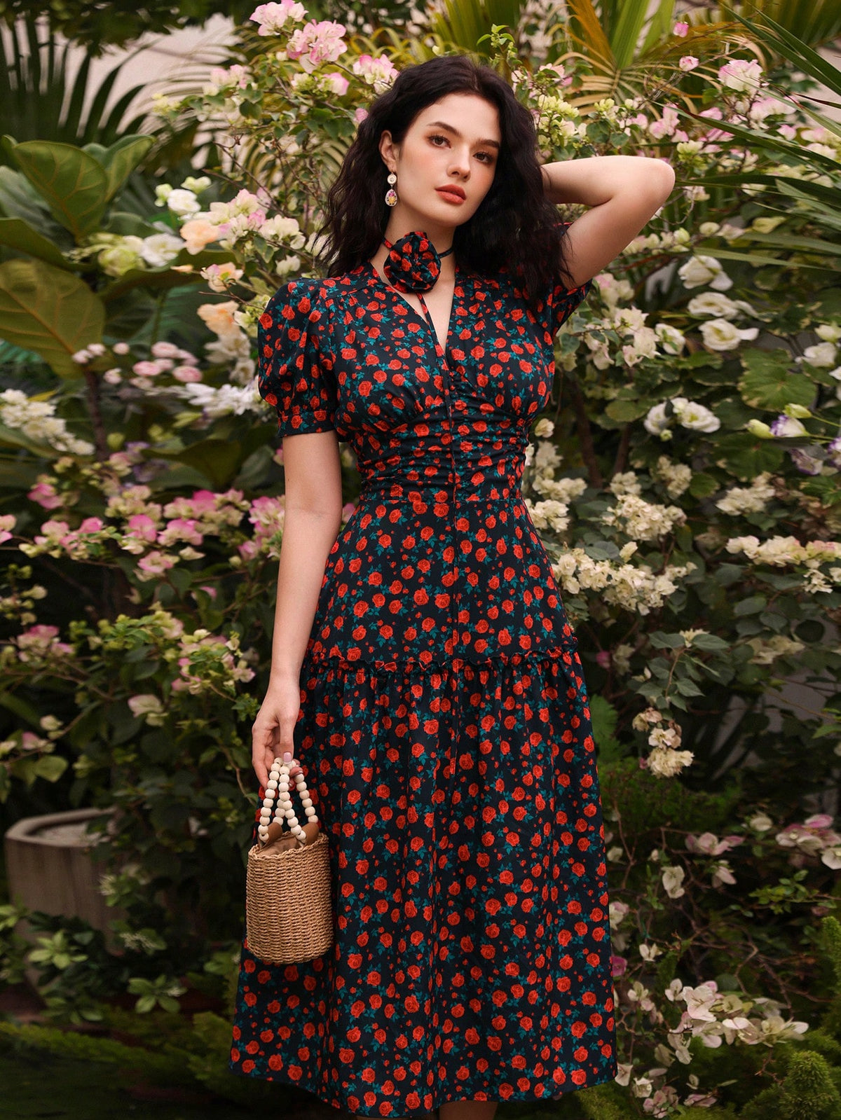 Women's Random Printed Short Sleeve Dress