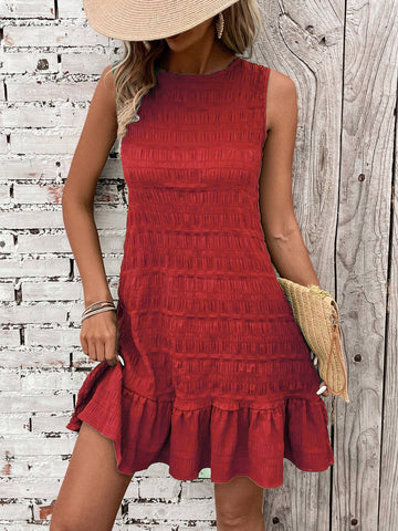 Women's Solid Color Back Tie Sleeveless Dress