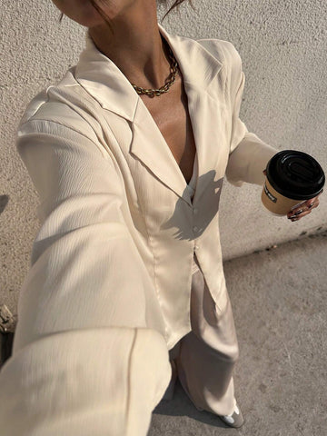 Frenchy Women's Solid Color Lapel Neck Long Sleeve Single-Breasted Casual Shirt, Autumn,Long Sleeve Shirt