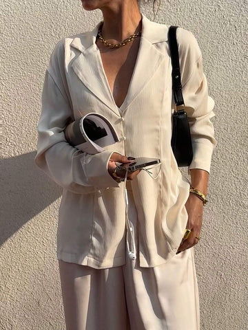 Frenchy Women's Solid Color Lapel Neck Long Sleeve Single-Breasted Casual Shirt, Autumn,Long Sleeve Shirt