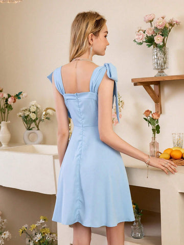 Women's Solid Color Shoulder Knot Cami Dress